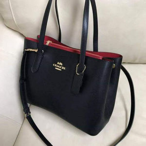 COACH Carryall Avenue Black/Red Leather Crossbody
